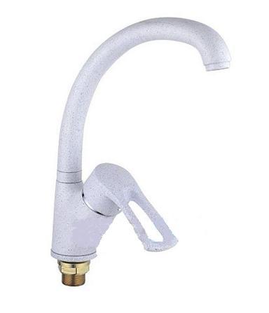 Смеситель ZEGOR для кухни боковой на гайке Гранитный белый DYU-A181-W