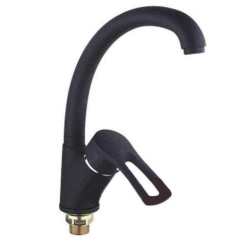 Смеситель ZEGOR для кухни боковой на гайке Гранитный черный DYU4-A181-KВ