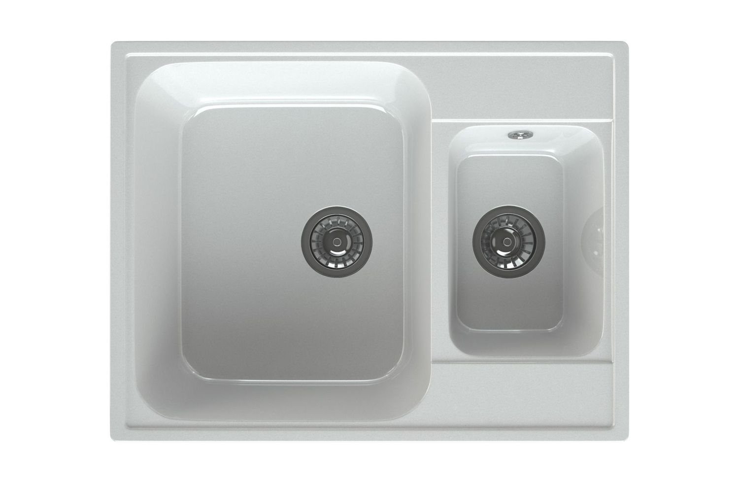 Мойка каменная МС-27 белый металлик глянец 600х485х190/140 (без фрезы)