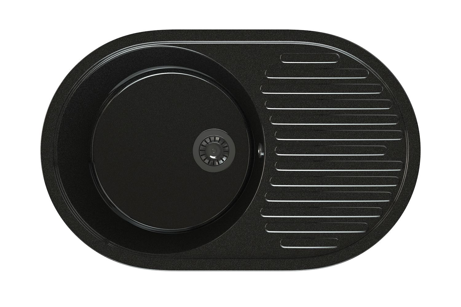 Мойка каменная МС-28 черный металлик глянец 720х455х180 (без фрезы)