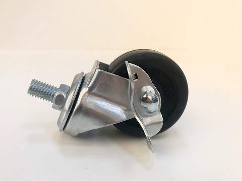 Колесная опора на резьбе М10 поворот.бок.тормоз d-50мм,h-65мм,30кг,каучук(120)