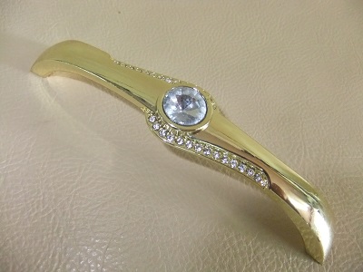 Ручка-скоба золото+кристалл 128 мм (50/250)