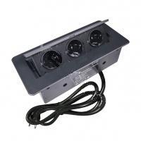 Блок розеток выдвижной горизонт,3 розетки EURO,250В,max 2700Вт , серебристая ,кабель 2м