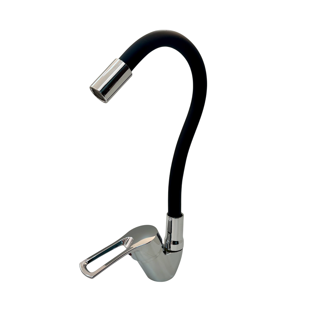 Смеситель для кухни с черным силиконовым изливом